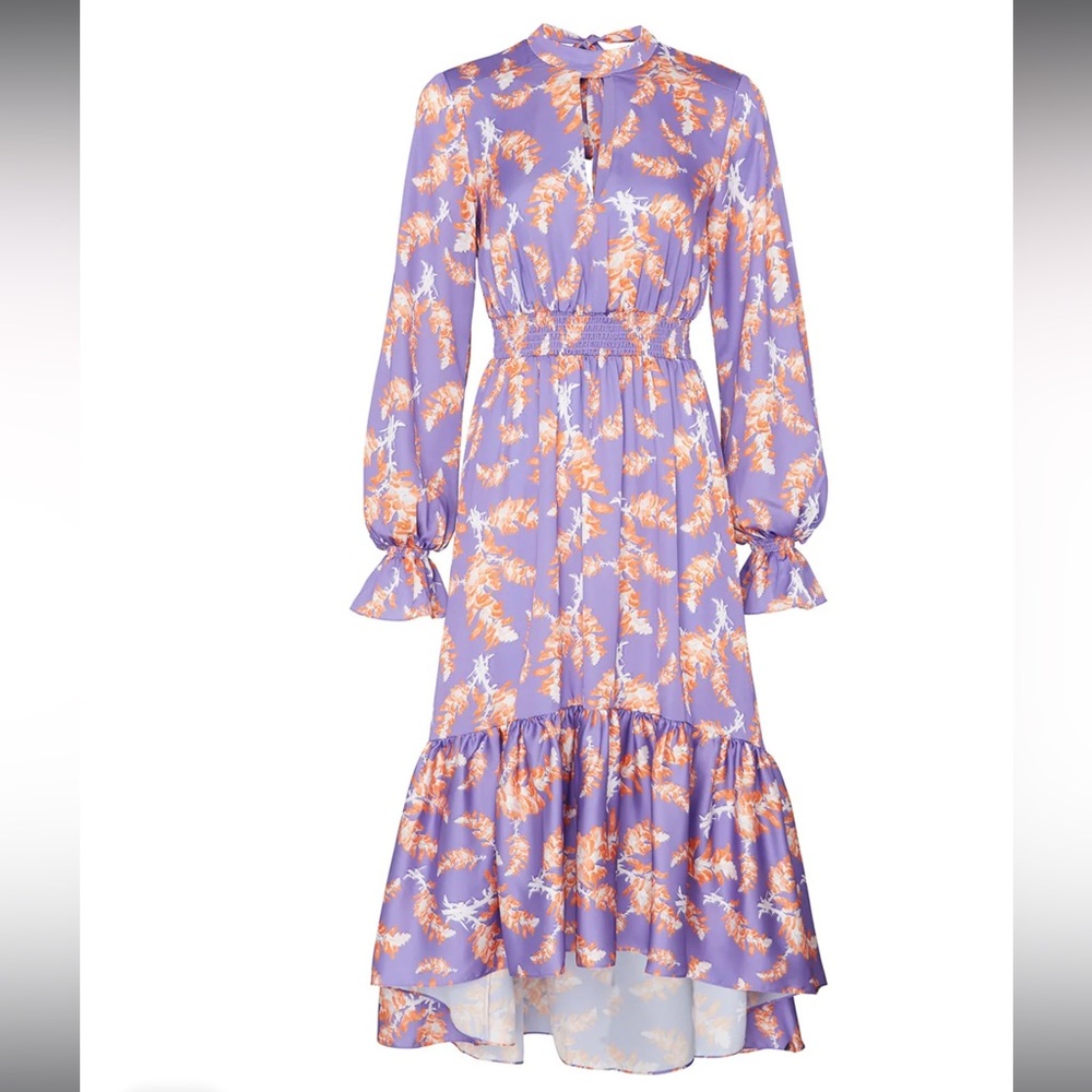 Three Floor Long-Sleeve Midi Dres